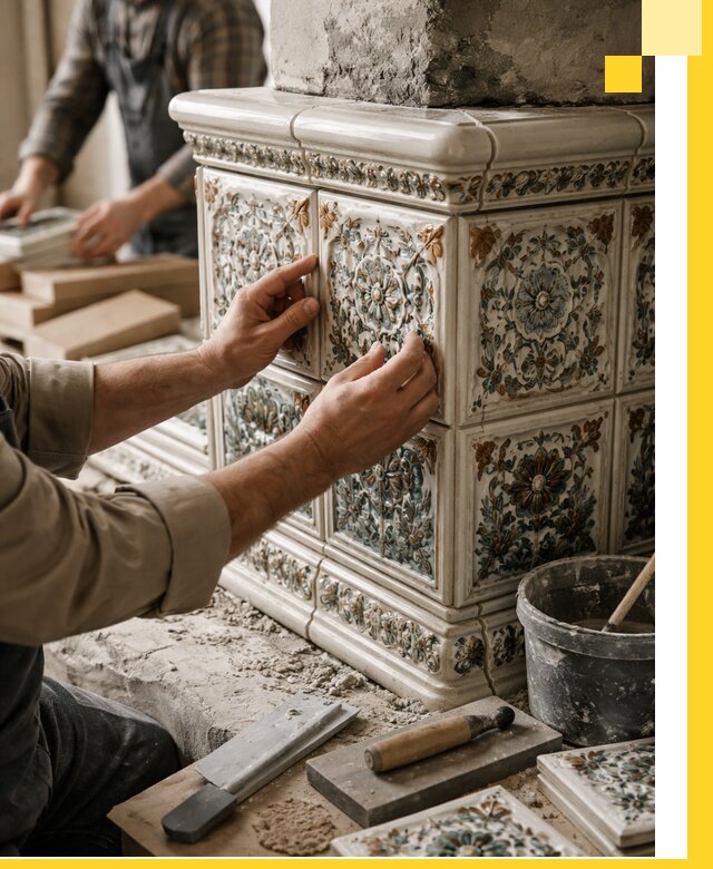 Изразцовые камины под ключ в Слободской: проект и монтаж