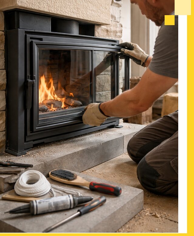 Производство, монтаж и доставка каминов со стеклом в Слободской