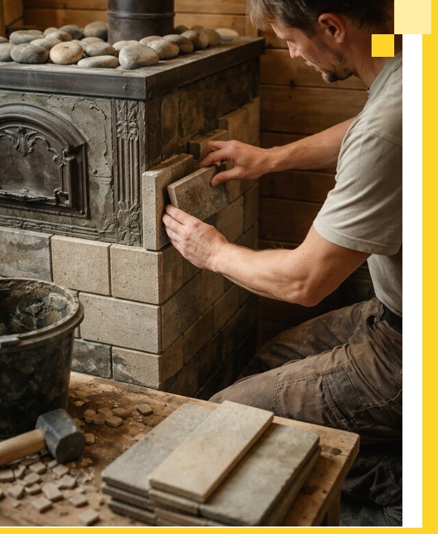 Облицовка банных печей в Слободской профессиональная отделка