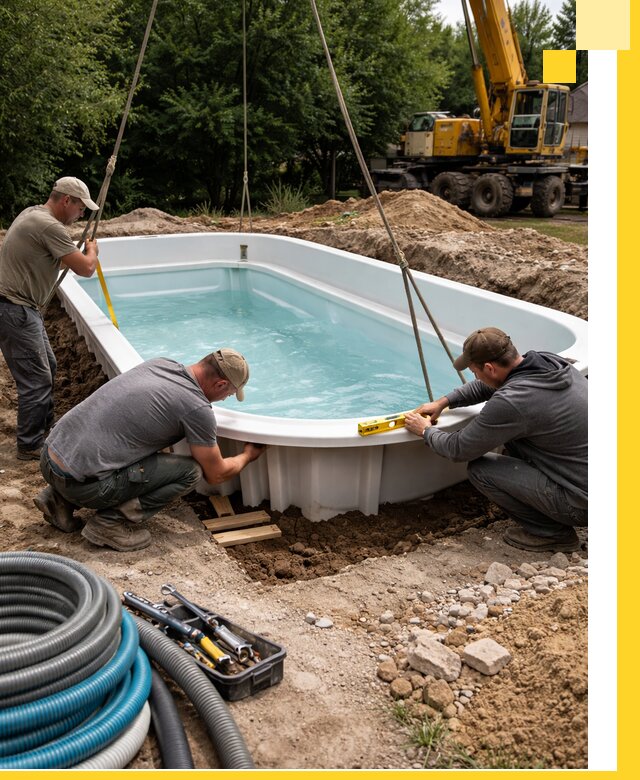 Установка и монтаж композитных бассейнов под ключ в Слободской