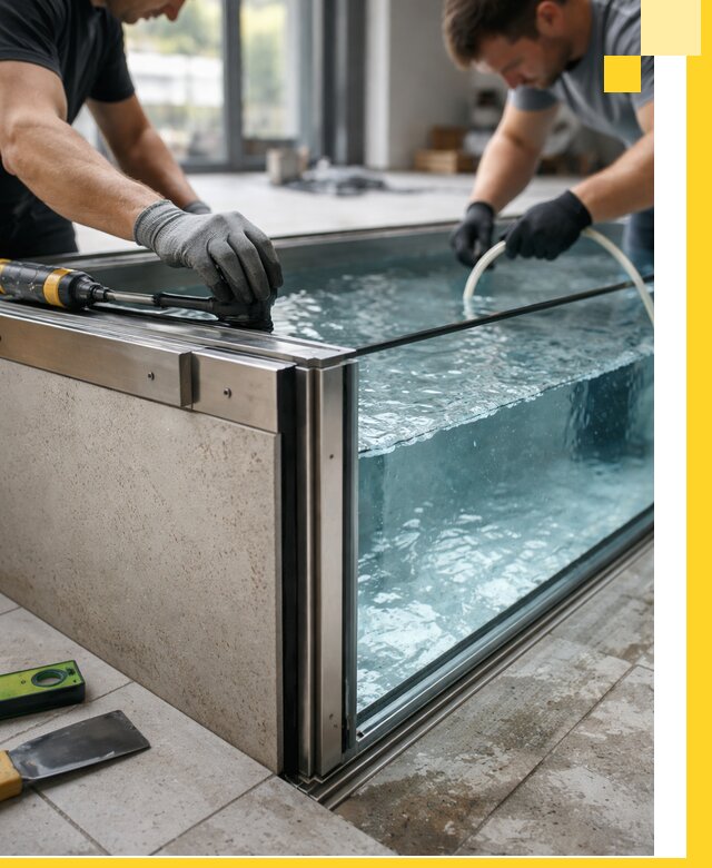 Проектирование и монтаж стеклянных бассейнов в Слободской