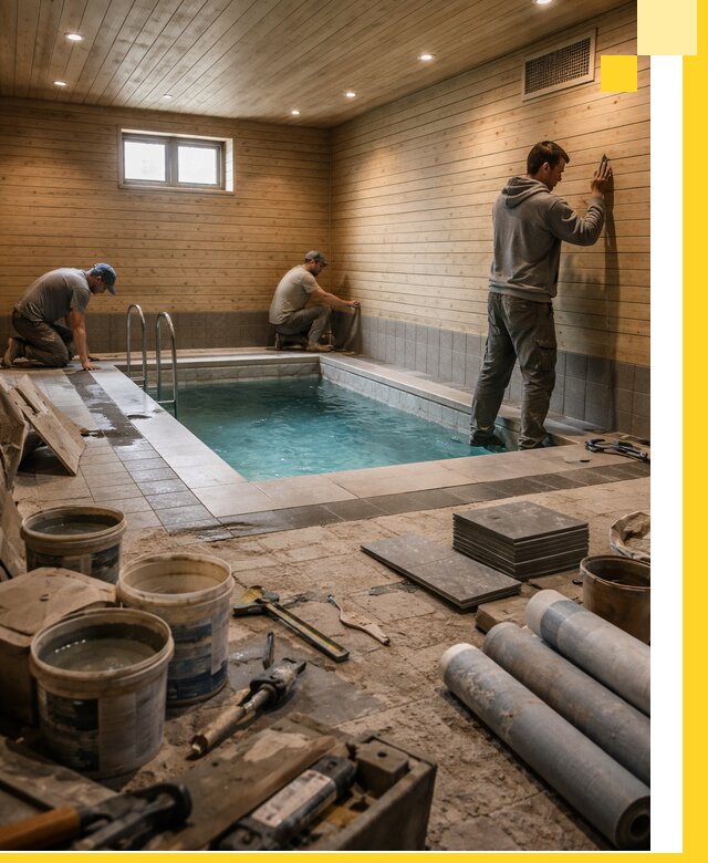 Строительство бани с бассейном и сауной под ключ в Слободской