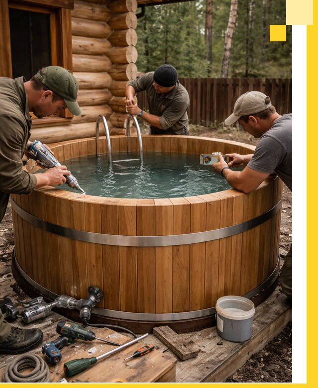 Строительство бань с купелью под ключ и отделкой в Слободской