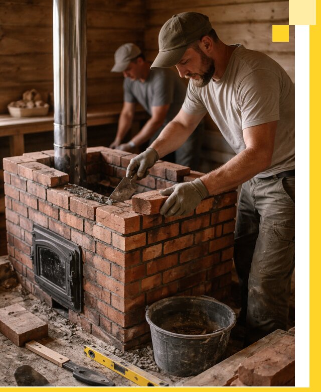 Кирпичные печи для бани под ключ в Слободской, проект и монтаж