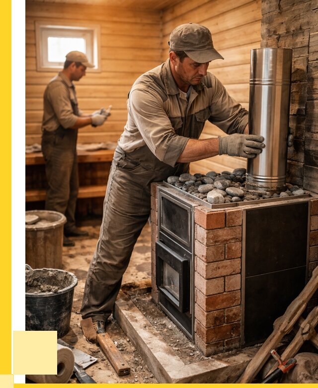 Монтаж печи в бане под ключ в Слободской от 20610 р. | ЭриданСлб