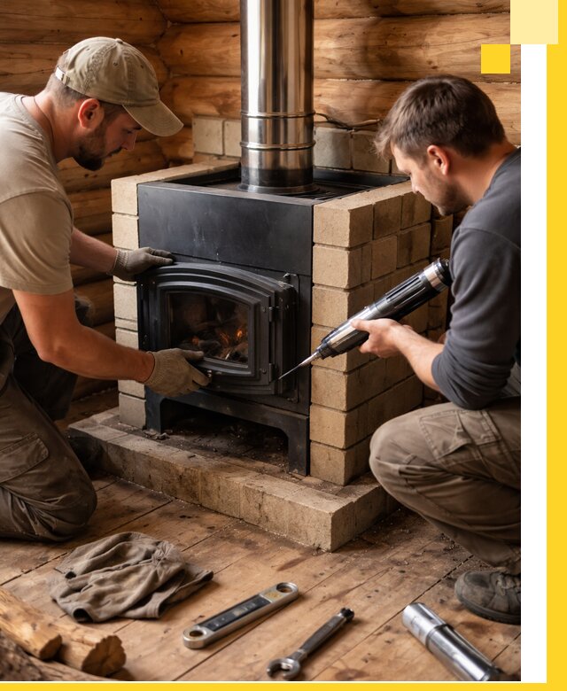 Монтаж и установка печи в бане под ключ с гарантией в Слободской