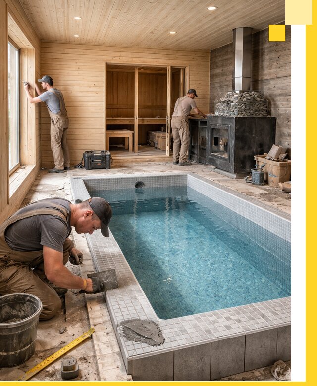 Проект бани с бассейном и сауной в Слободской под ключ