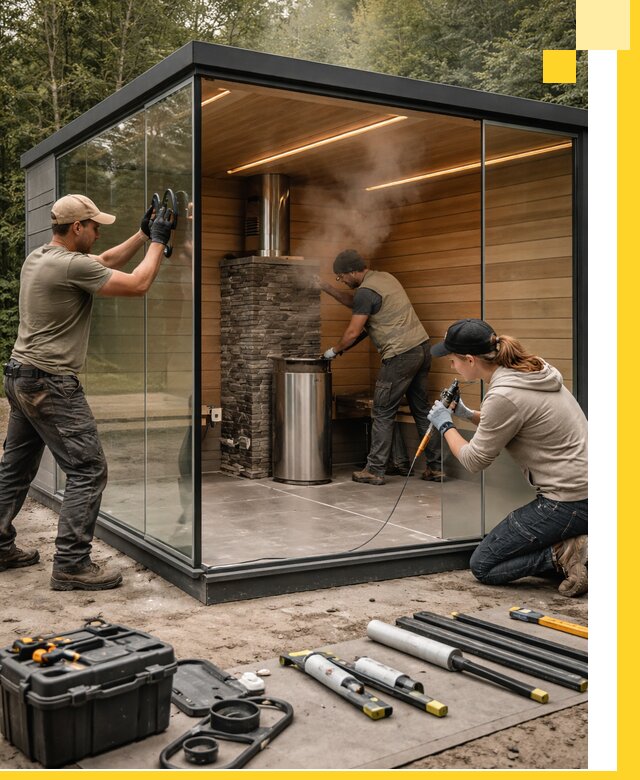 Проектирование и строительство стеклянных бань в Слободской