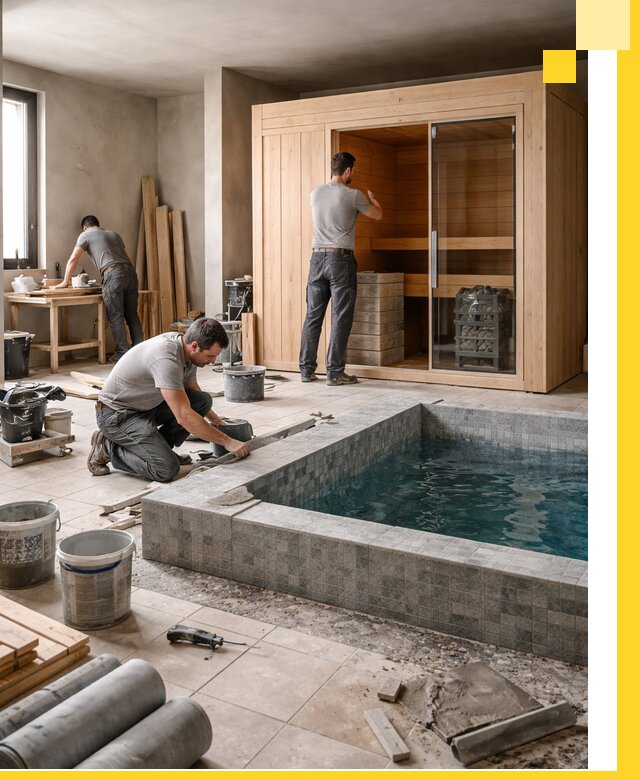 SPA зоны под ключ с бассейном сауной и печью в Слободской